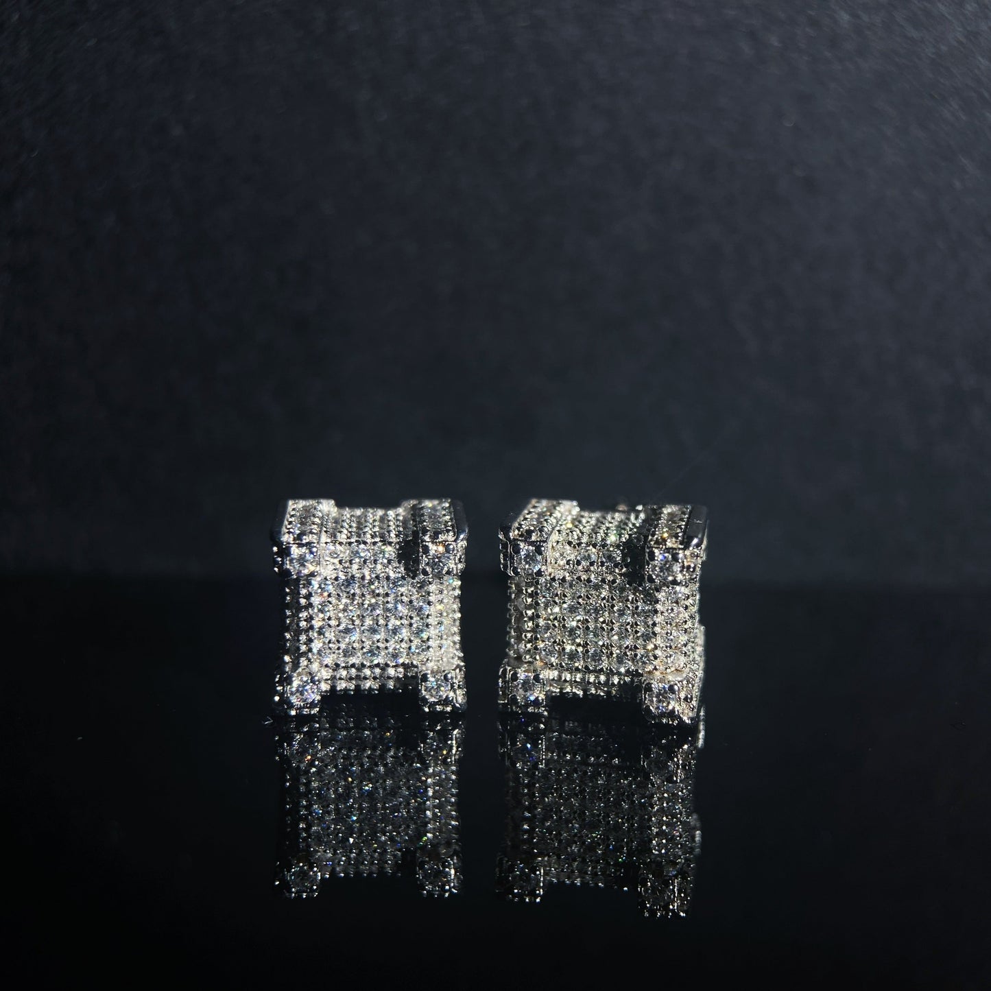 Square Ice Out Ear Stud Earring Piercing (EPAD) - TMT The Money Thing