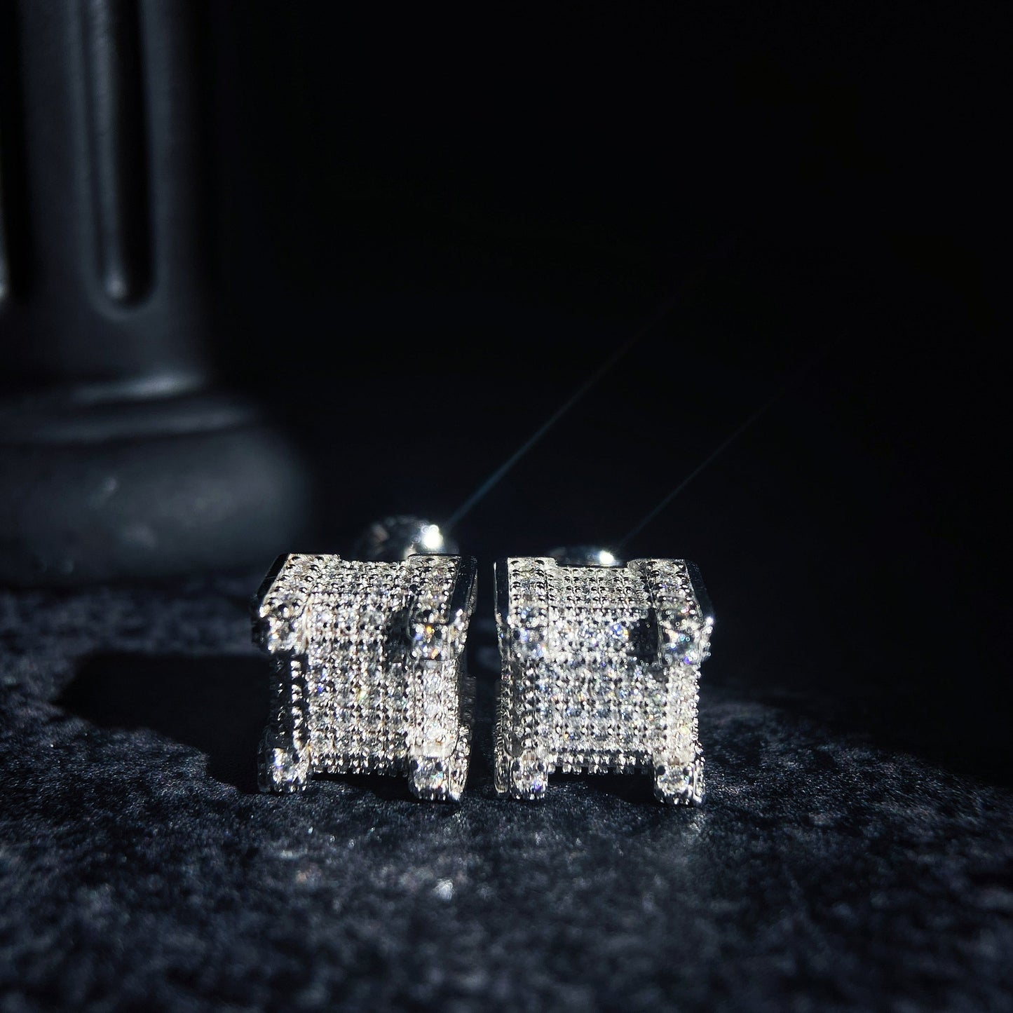 Square Ice Out Ear Stud Earring Piercing (EPAD) - TMT The Money Thing