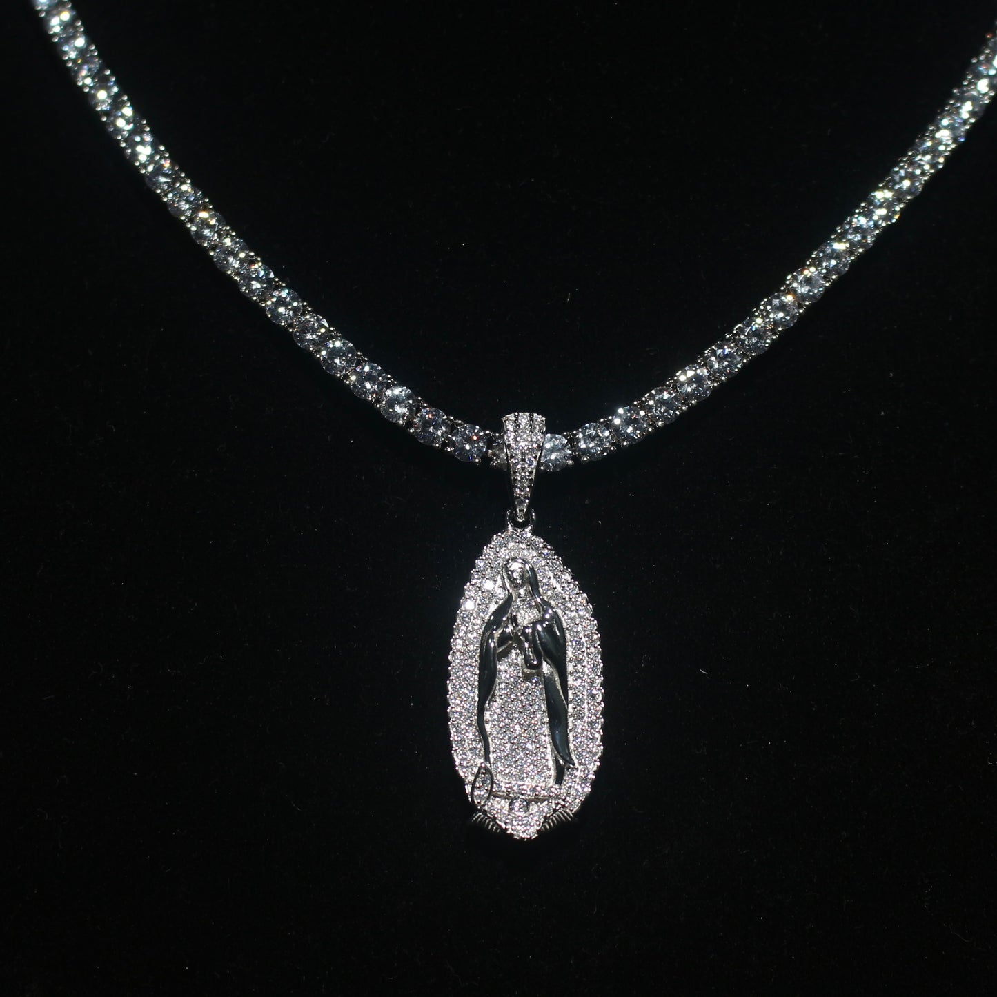 Combo Set of 4mm Tennis Chain and Mary Pendant - TMT The Money Thing